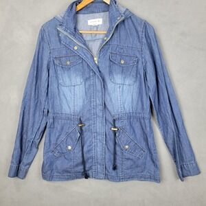 Cavalini Denim Collection Jacket Women's Small Blue Cotton Belted Waist Grunge